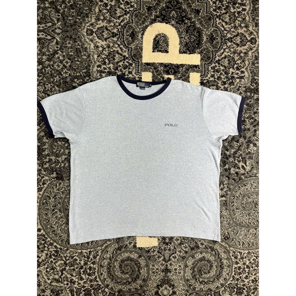 Vintage Men’s Polo Ralph Lauren Stripe Shirt Size XL  Blue Heavy